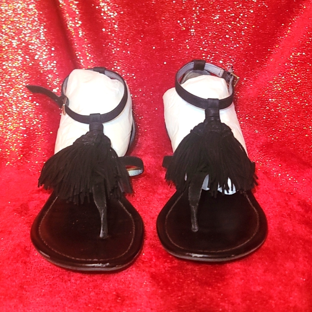 Women black fringe sandel